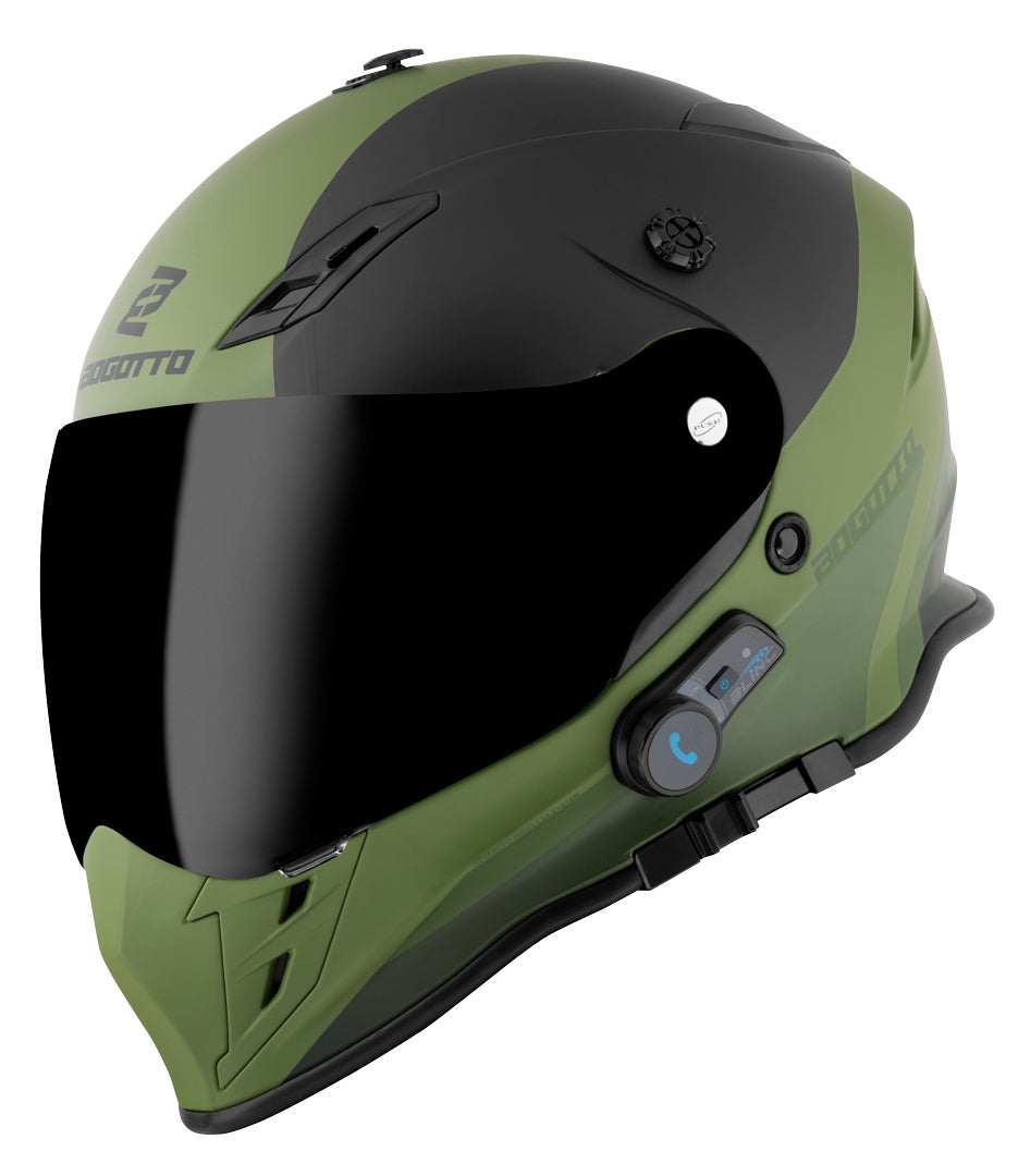 Bogotto H331 BT Tour EVO Bluetooth Casque d’enduro Noir mat/vert XL Figure 3