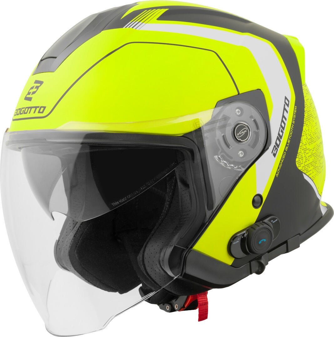 Bogotto Women's Black Matt/Yellow H586 Bt Illus Bluetooth Jet Helmet
