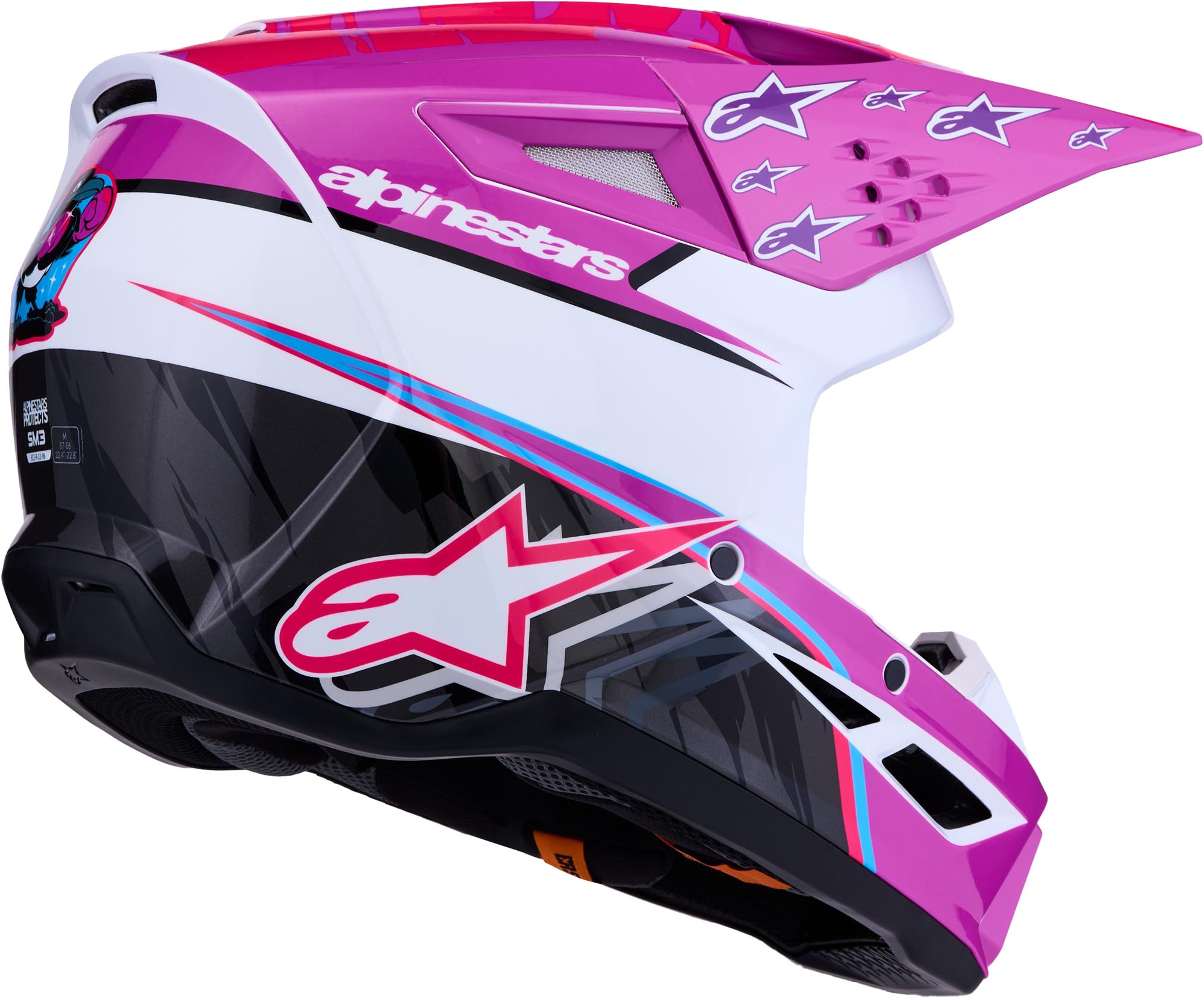 Alpinestars S-M3 Falcon Κράνος Motocross μωβ/λευκό Σ (55/56) Γράφημα 4