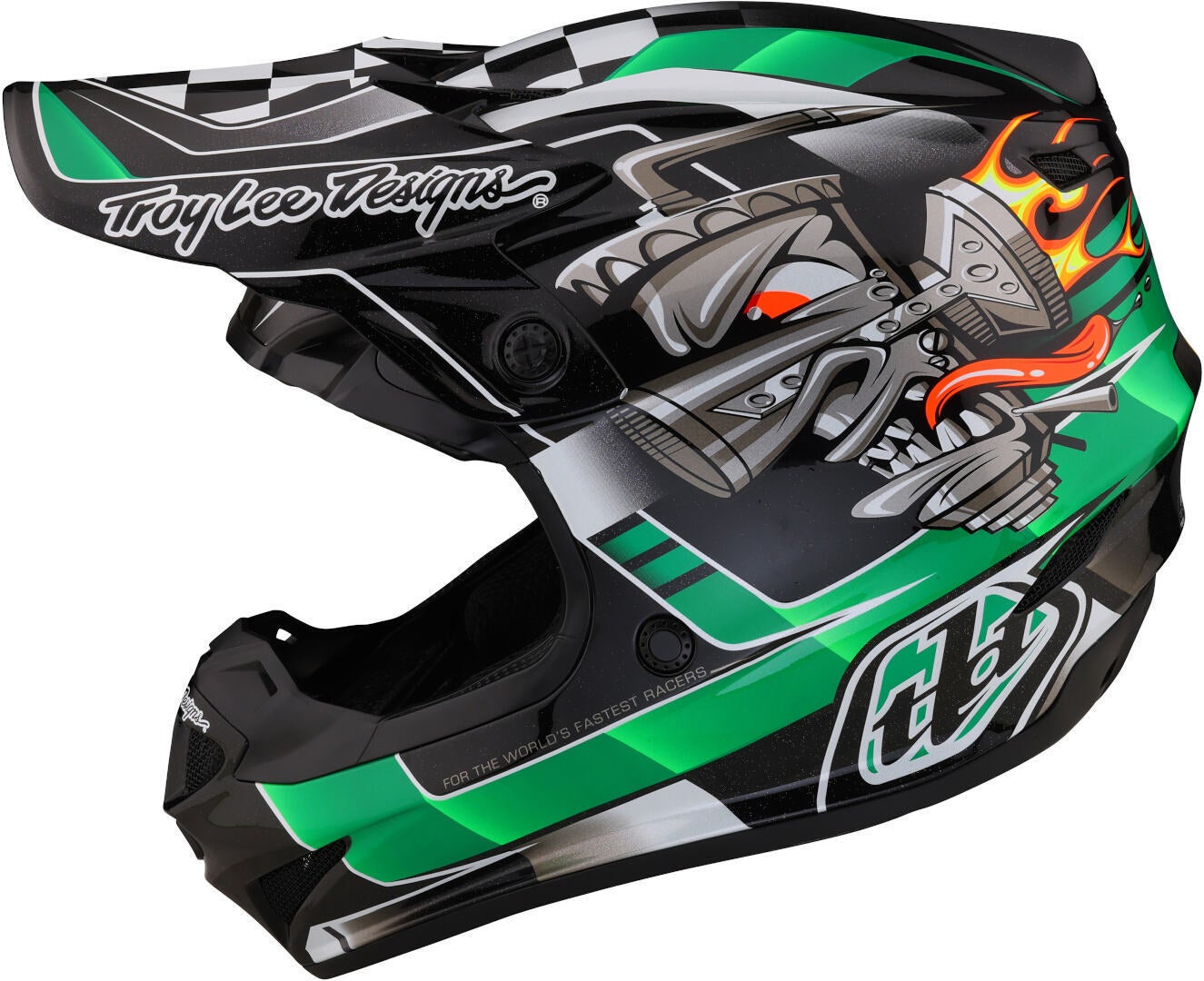 Troy Lee Designs SE4 Polyacrylite Carb MIPS Motocross hjelm sort/grøn/sølv M (57/58) Figur 4