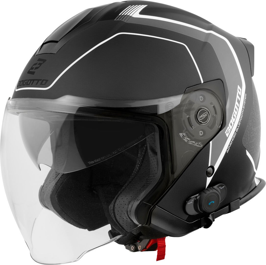Bogotto Women's Black Matt/Grey H586 Bt Illus Bluetooth Jet Helmet