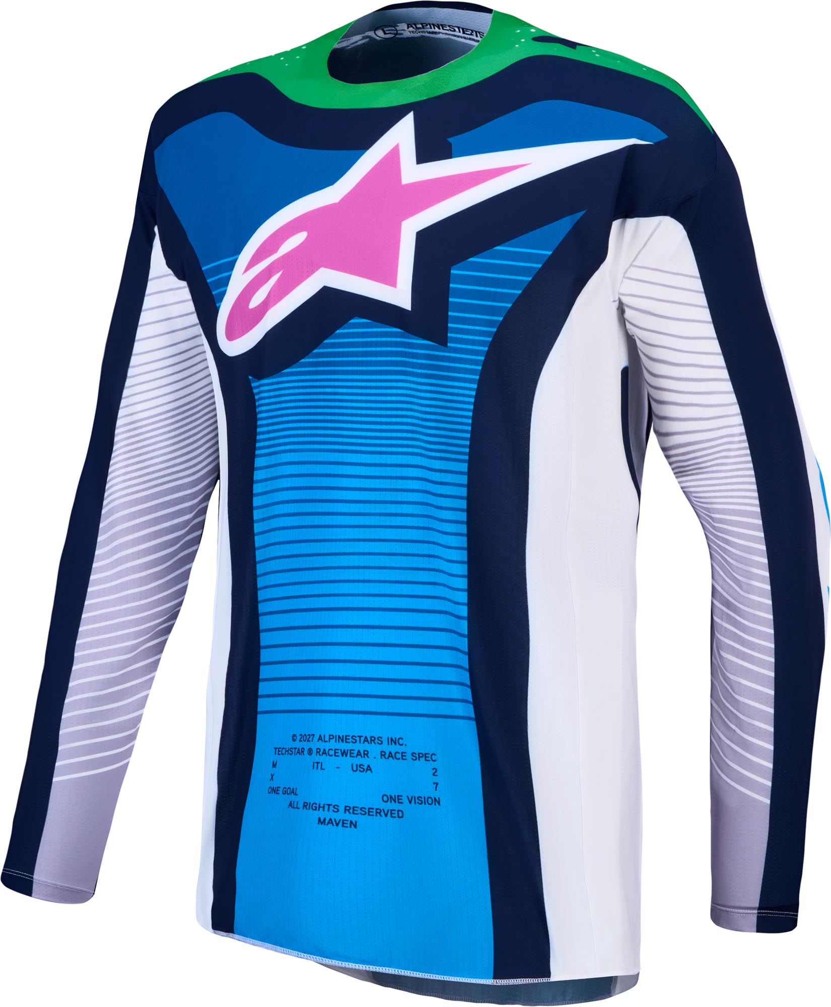 Alpinestars Techstar Maven Φανέλα μοτοκρός λευκό/μπλε/πράσινο M Γράφημα 1