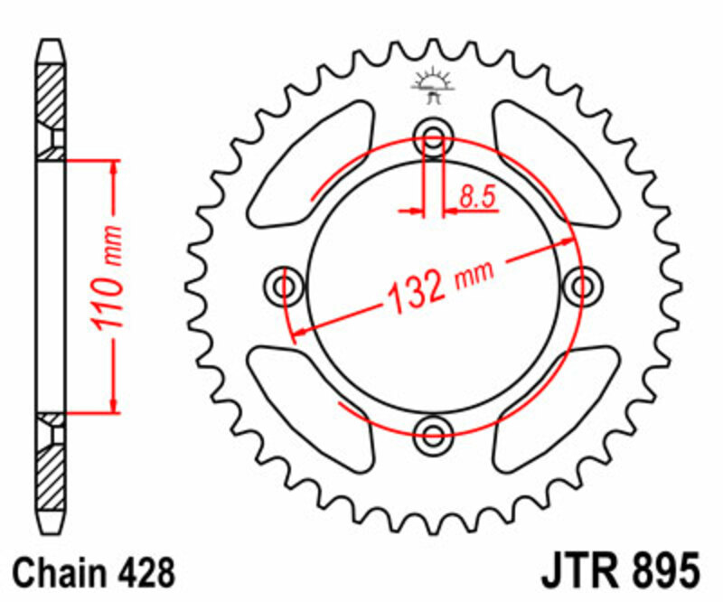 JT-DRIVHJUL Standard stålkrona 895 - 428 Figur 2