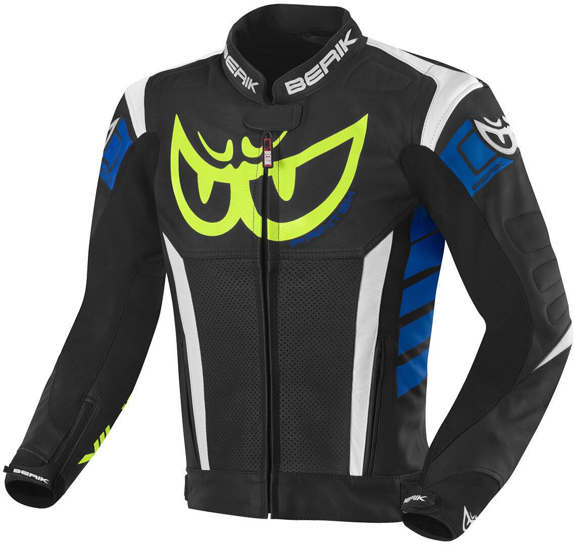 Berik Zakura Motorcycle Leather Jacket black/white/blue/yellow 60 Figure 1
