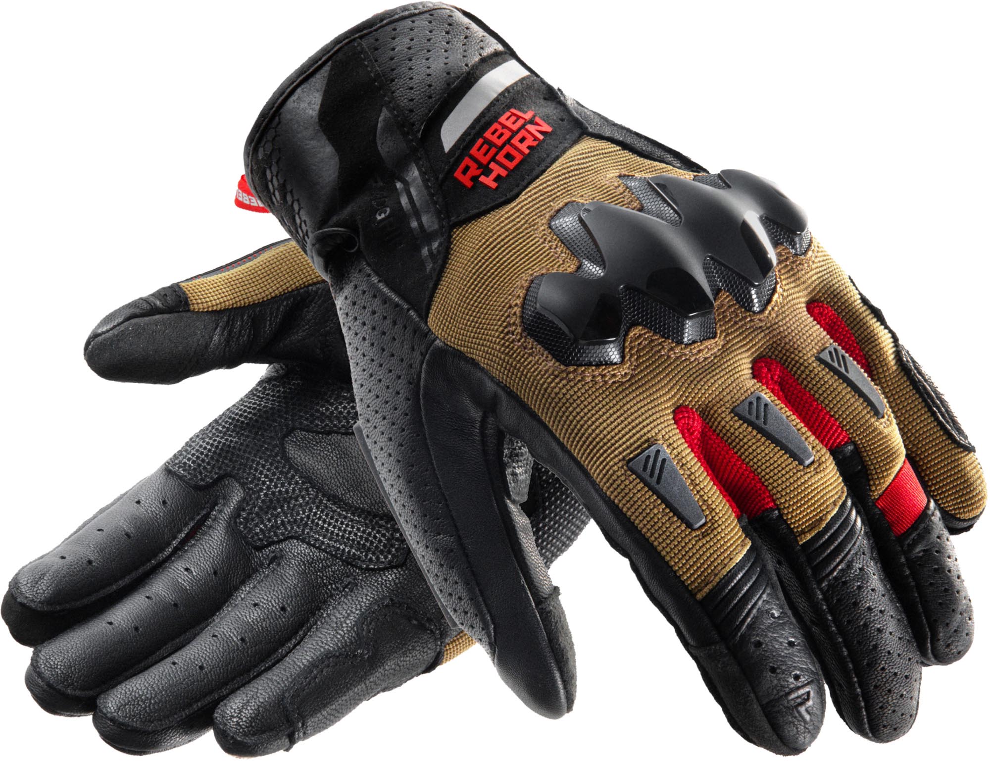 Rebelhorn Defender Motorrad Handschuhe schwarz/khaki/rot M Abbildung 1
