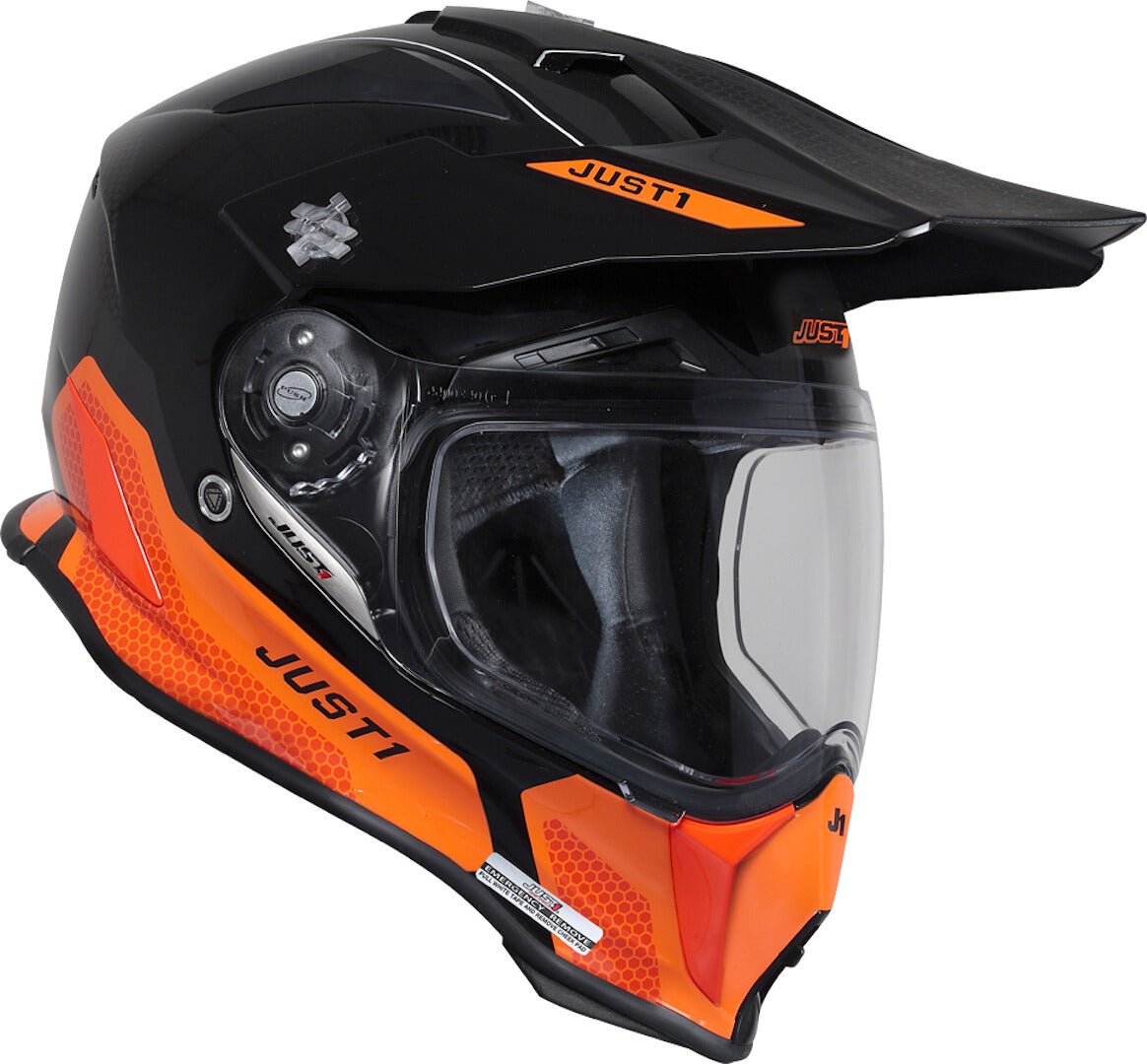 Just1 J14-F Elite Motocross hjelm sort/orange M (57/58) Figur 4