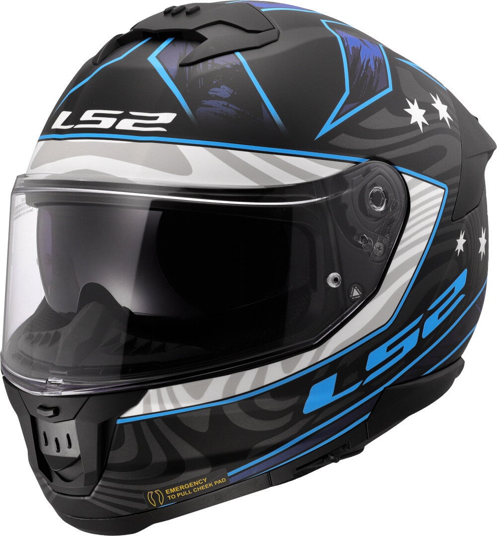 LS2 FF808 Stream II Galdam Helm zwart mat/blauw S (55/56) Figuur 1