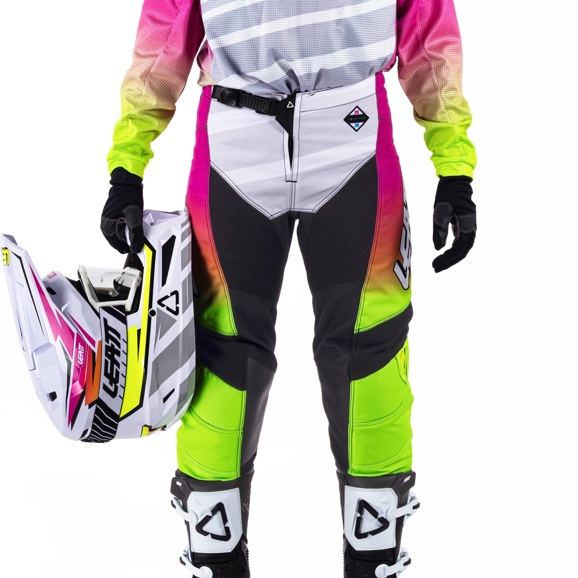 Leatt Moto Ride Kit 3.5 V26 Conjunto de Camisa e Calça de Motocross Juvenil branco/rosa/amarelo XS Figura 6