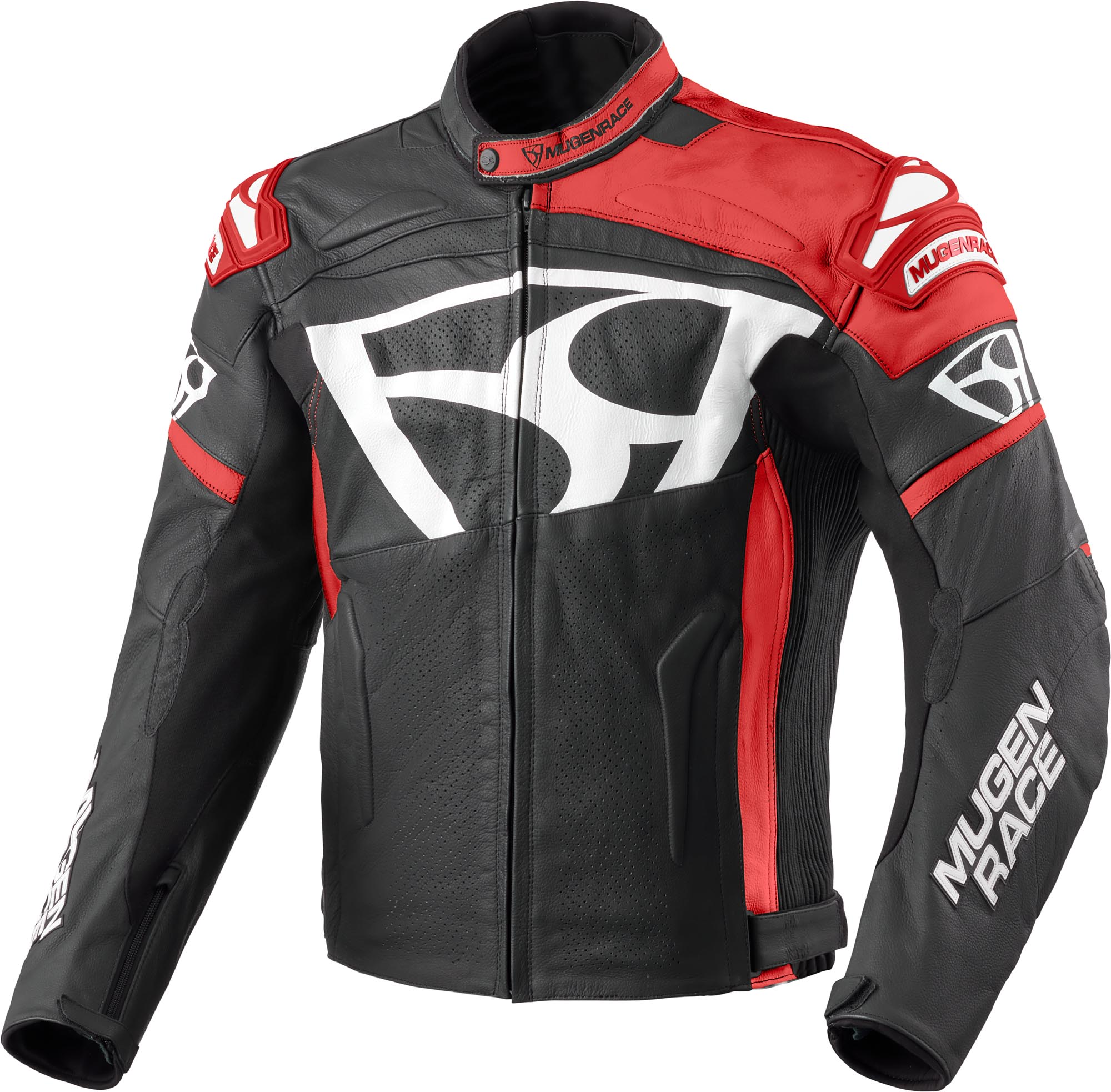 MUGENRACE Aggressore Motorcycle Leather Jacket black/white/red 62 Figure 1