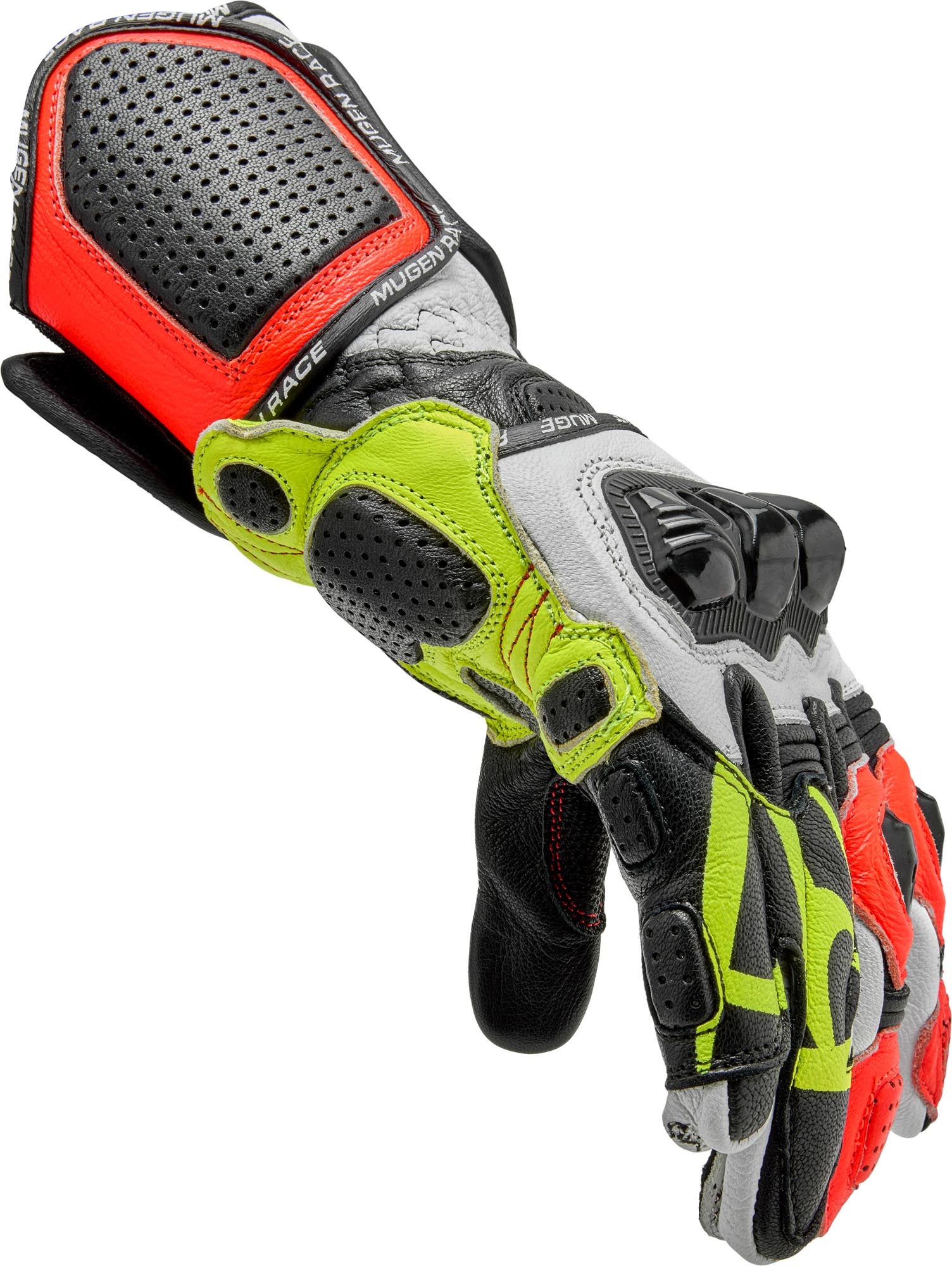 MUGENRACE Chili Sport Motorcykel handsker sort/hvid/neonrød/neongul S Figur 4