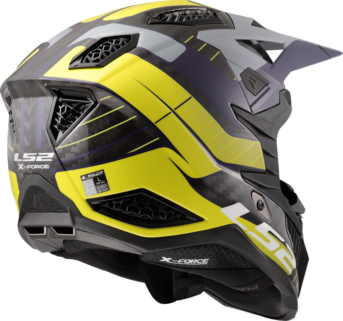 LS2 MX703 X-Force Galuo Carbon Motocross hjälm gul/grå XXL (63/64) Figur 5