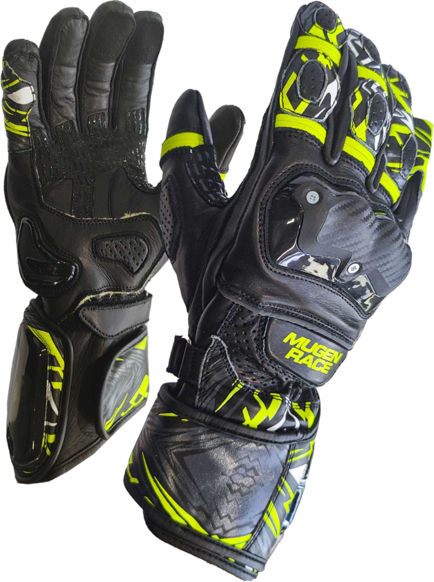 MUGENRACE Moone Sport Motor cycle Gloves black/neon-yellow 3XL Figure 1