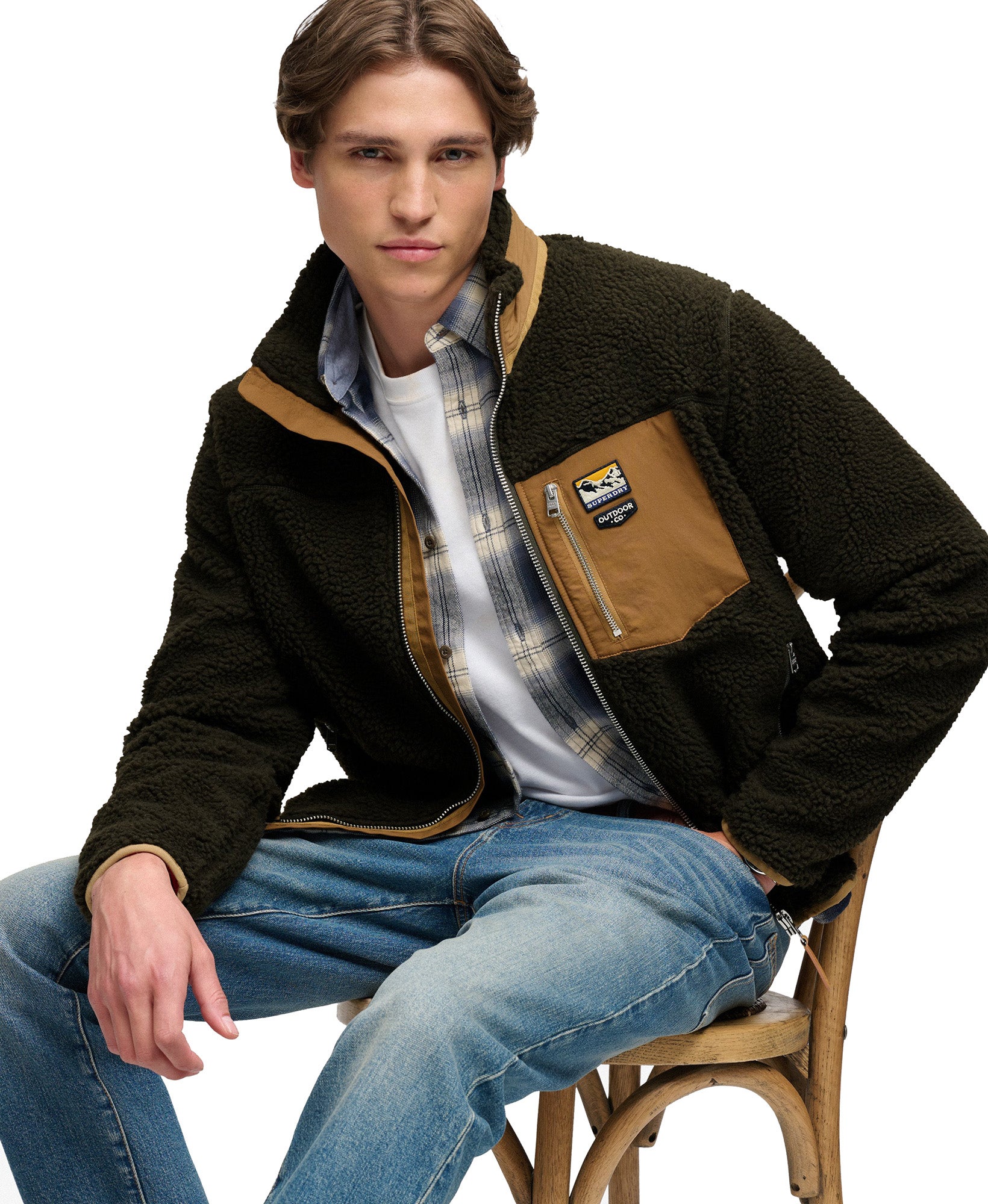Superdry & Co Mountain Поларено яке Кафяв S Фигура 5