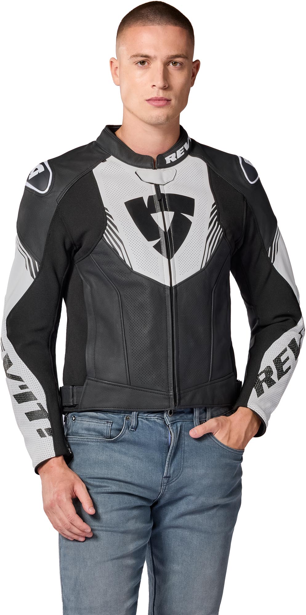 Revit Argon 3 perforated Motorcycle Leather Jacket black/white 54 Figure 3