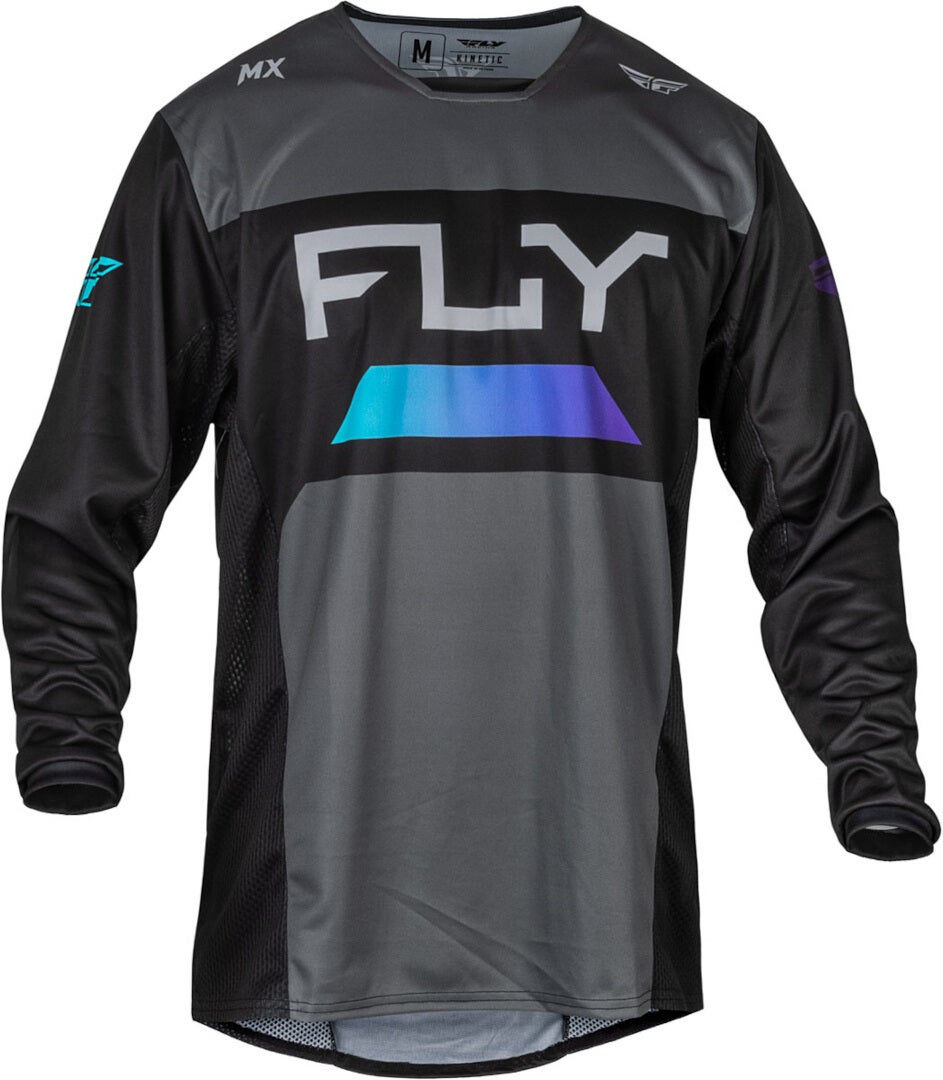Fly Racing Kinetic Reload 2024 Motorcross Jersey zwart/grijs/blauw M Figuur 1