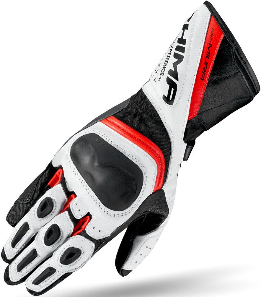 SHIMA Miura perforerede dame motorcykelhandsker sort/hvid/rød S Figur 1
