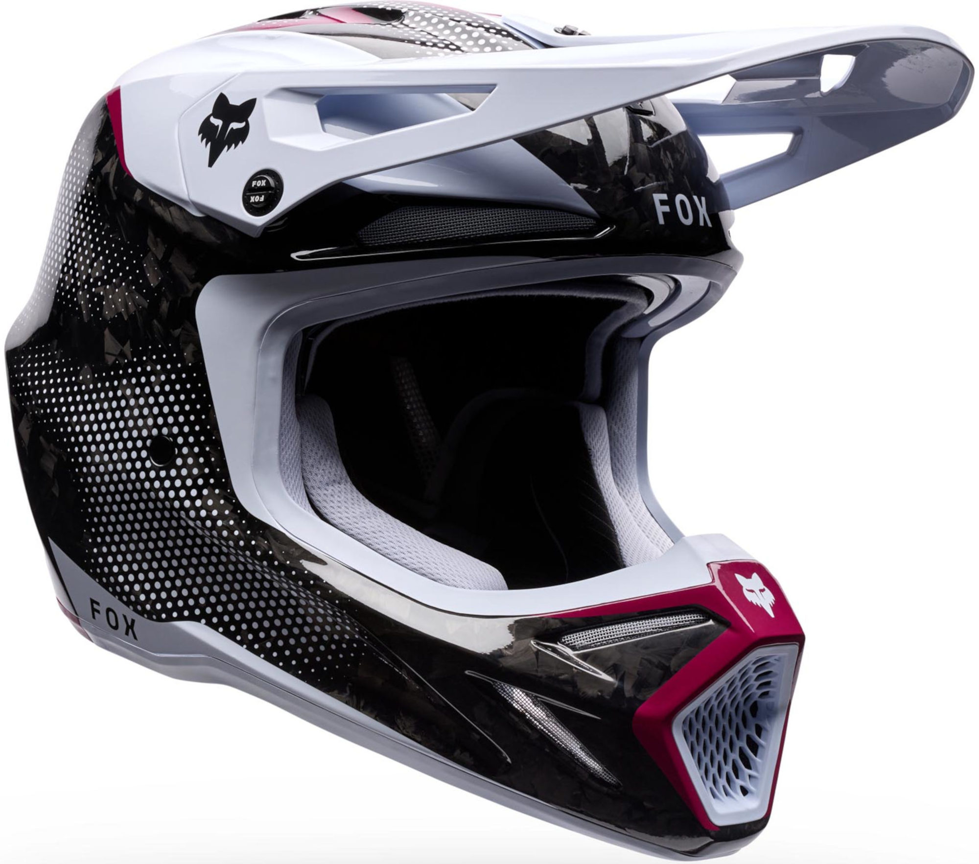 FOX V3 RS Tactile Carbon Motocross Helmet white/pink/black XL Figure 1
