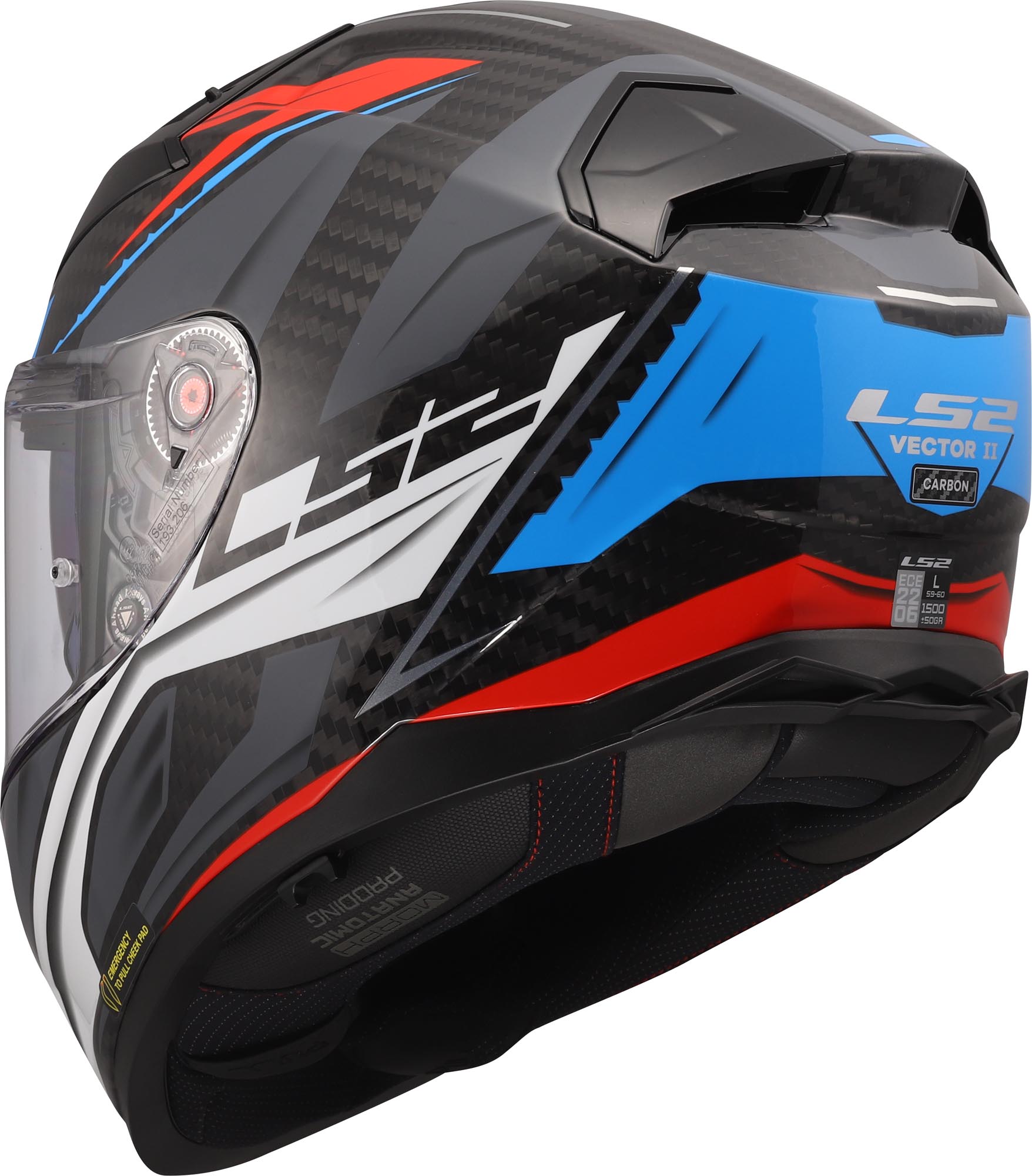 LS2 FF811 Vector II Carbon Savage Kask biały/niebieski/czerwony L (59/60) Rysunek 3