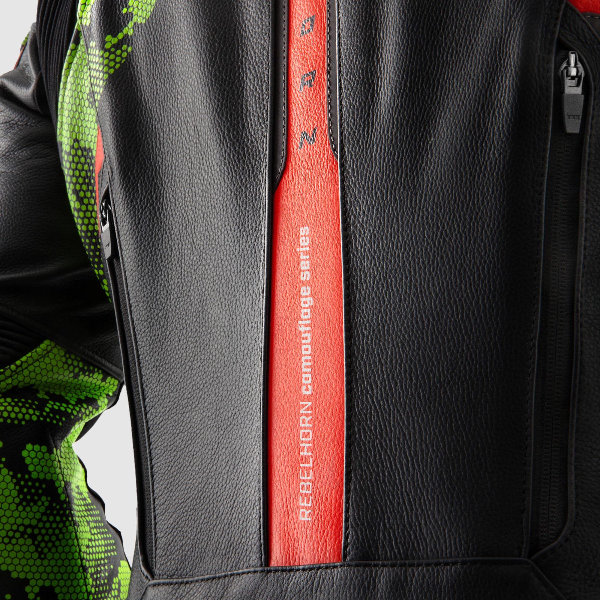 Rebelhorn Veloce Camo Motorcycle Leather Jacket black/green/red 50 Figure 13