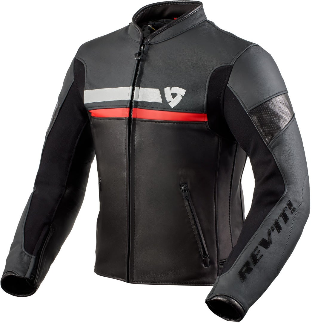 Revit Mile Motorfiets lederen jas zwart/wit/rood 58 Figuur 1