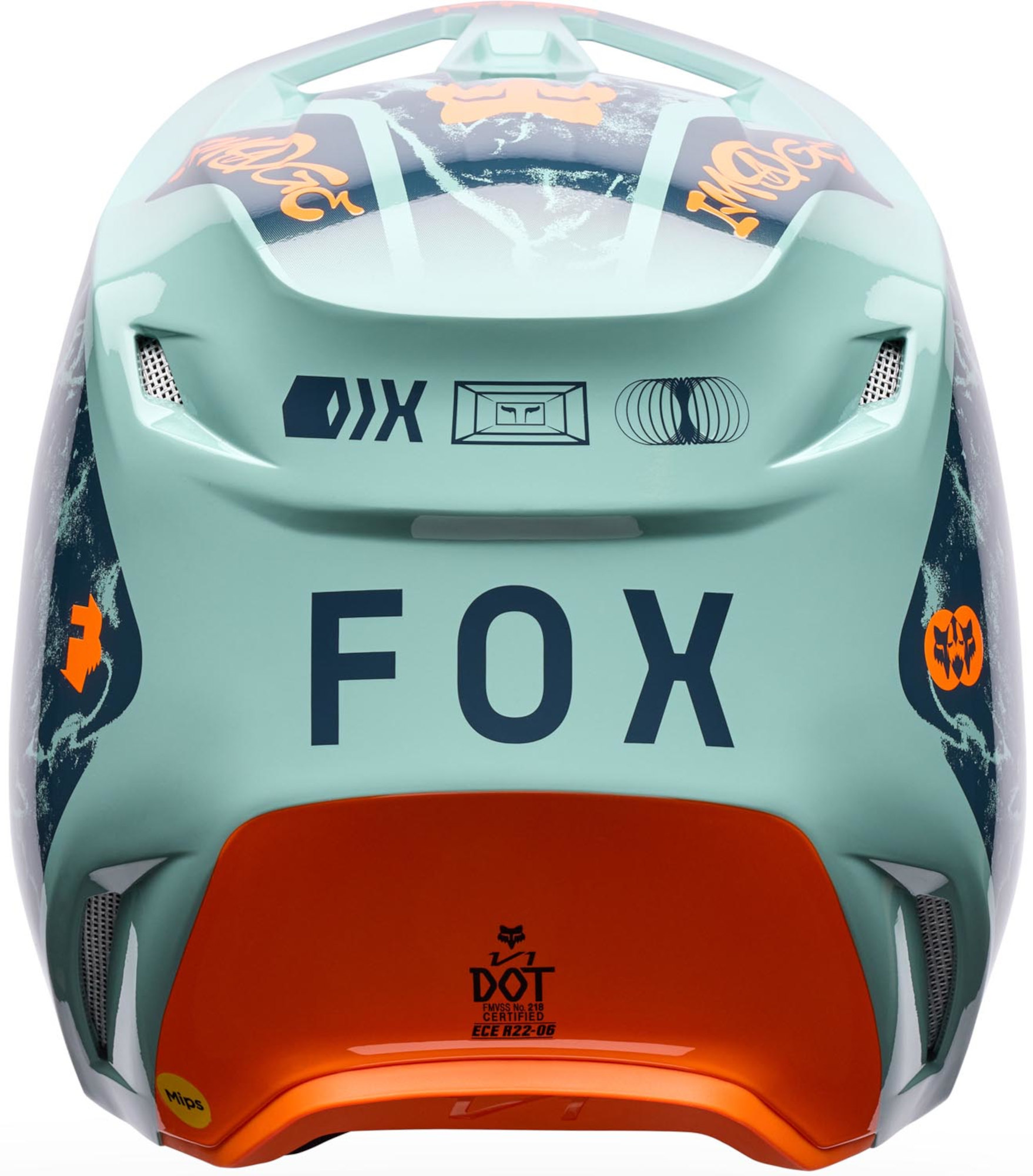 FOX V1 Image Print Motocross Helm blau/türkis/orange 2XL Abbildung 4