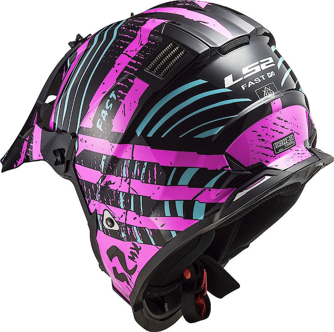 LS2 MX437 Fast Evo Verve Motorcross helm zwart/roze S (55/56) Figuur 3