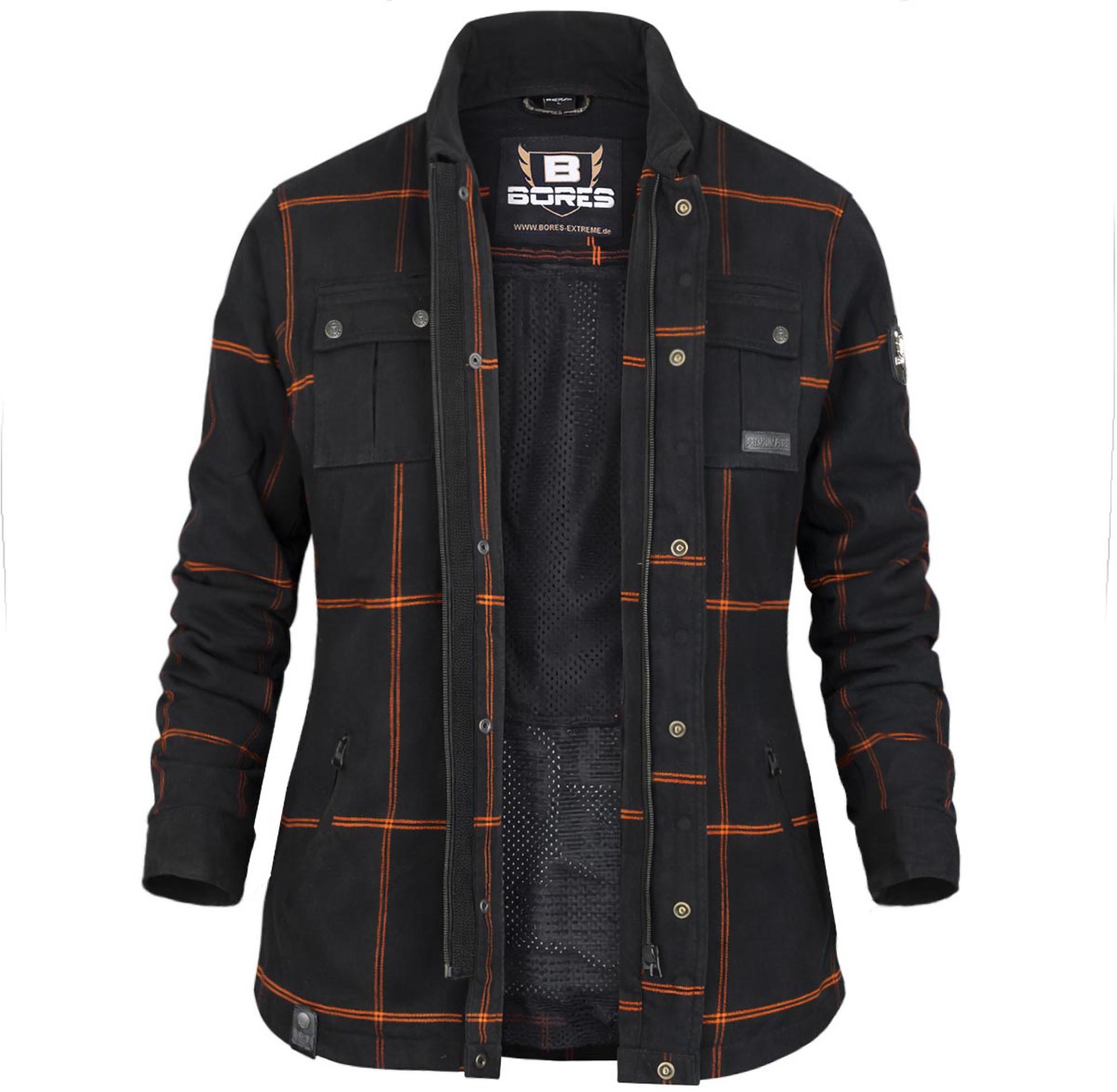 Bores Lumberjack Premium Plus Bortexx Damer Motorcykelskjorte AAA sort/orange S Figur 1