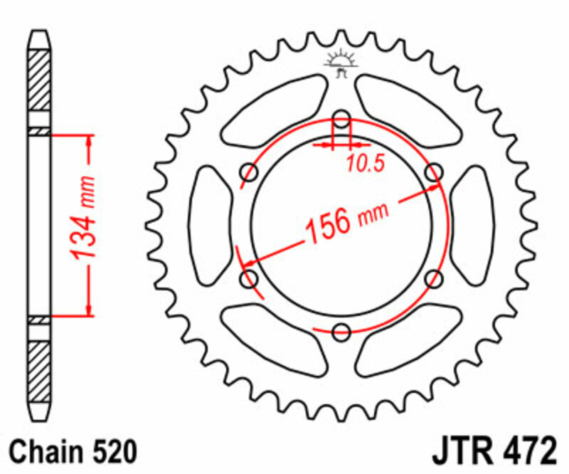 JT-DRIVHJUL Standard stålkrona 472 - 520 Figur 2