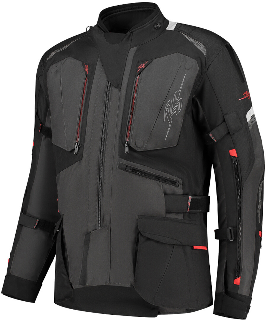 Rusty Stitches Cliff Waterproof Motorcycle Textile Jacket black/grey/red 3XL Figure 1