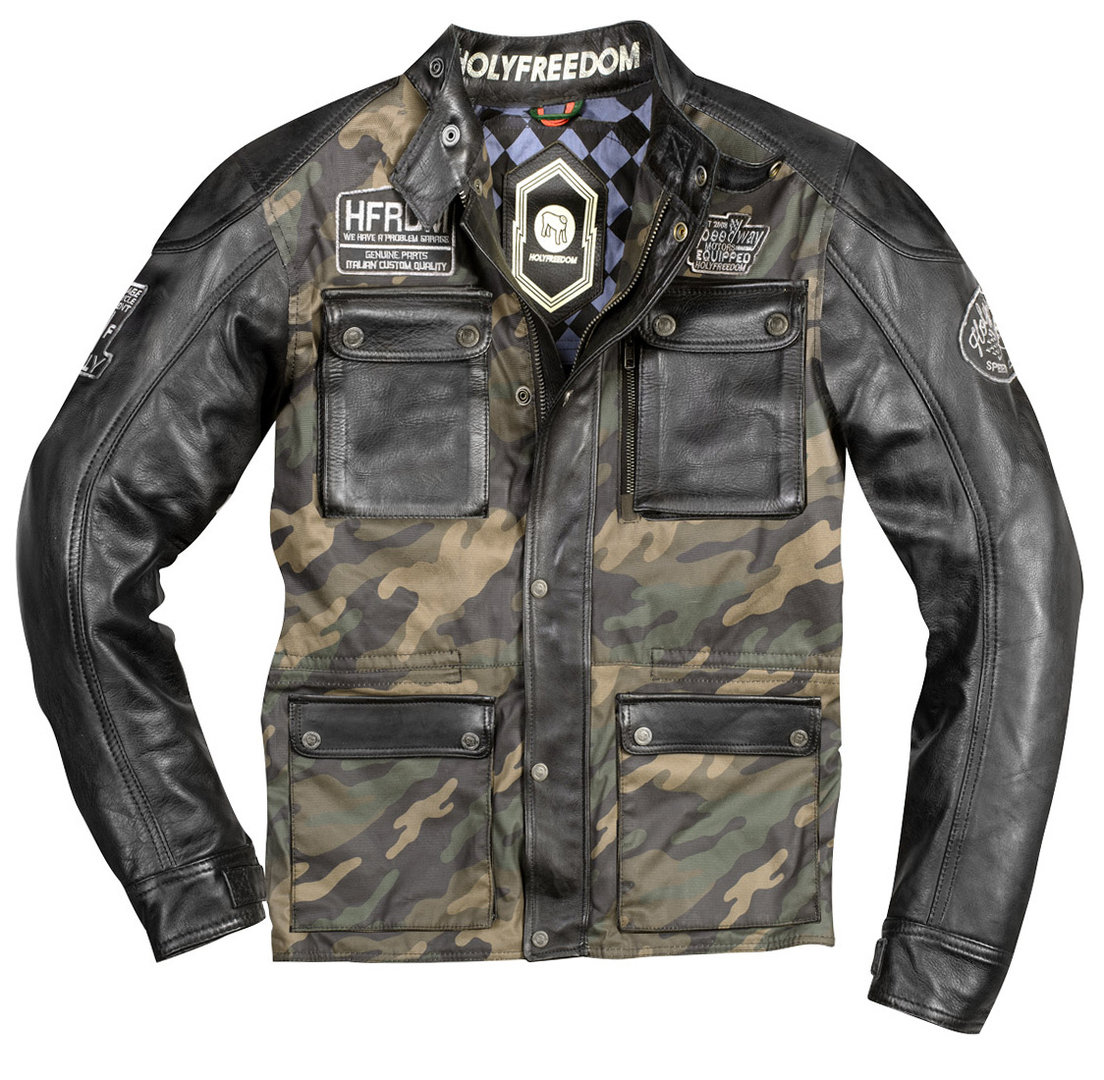 Veste de moto en cuir et textile HolyFreedom Quattro Camo