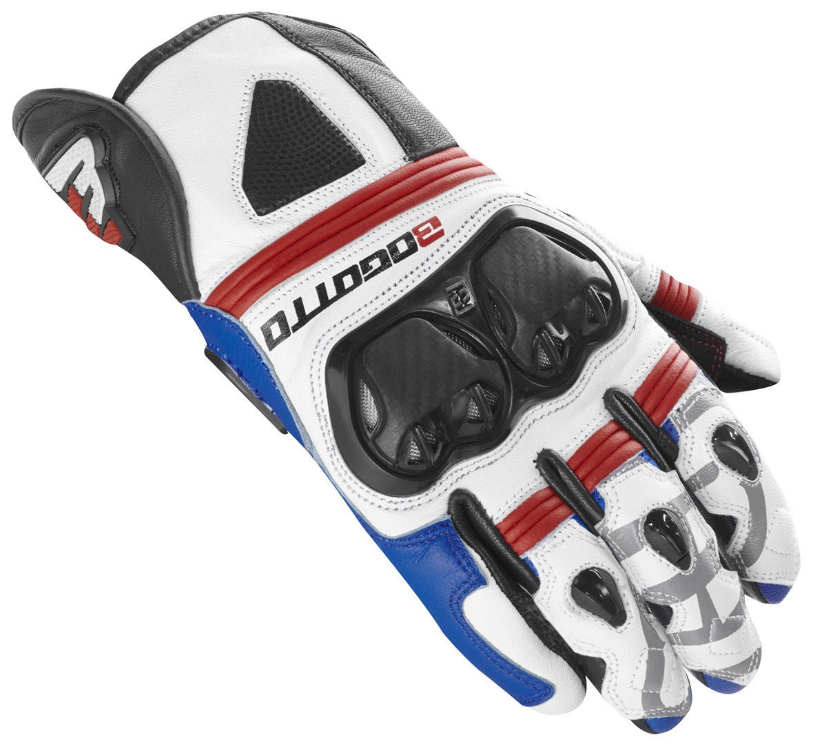 Bogotto Grand Champ Motorcycle Gloves white/red/blue M Figure 1