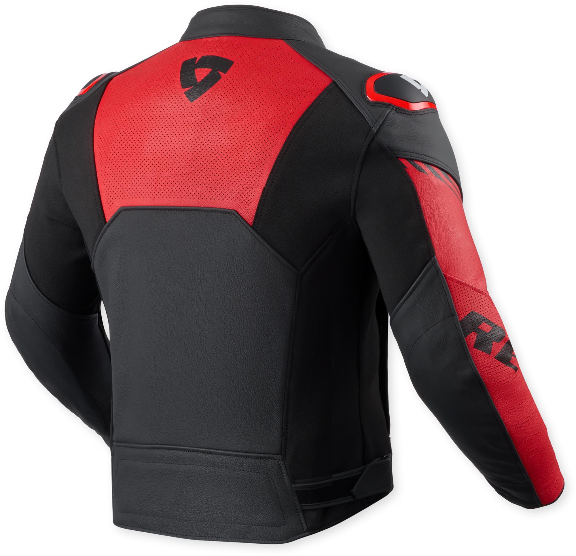 Revit Argon 3 Chaqueta de cuero de motocicleta perforada negro/neón-rojo 50 Figura 2