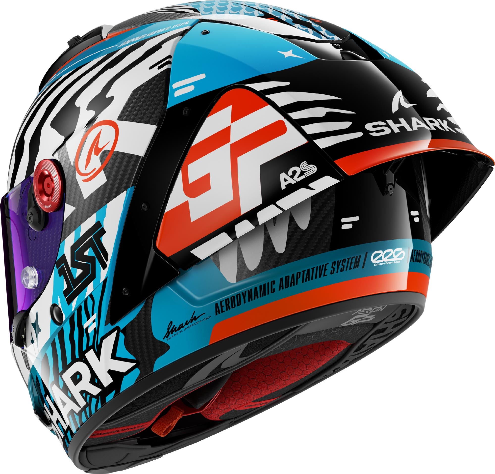 Shark Aeron GP FIM 2 Speed Fancy Carbon Helmet Carbon/White/Blue S (55/56) Figure 2