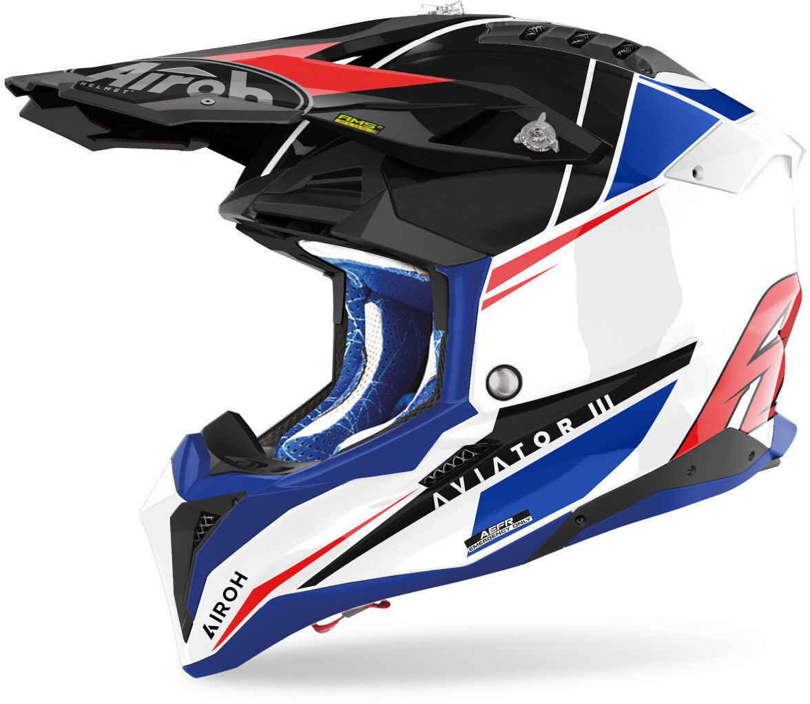 Airoh Aviator 3 Push Motocross Helm blau/rot M (57/58) Abbildung 1