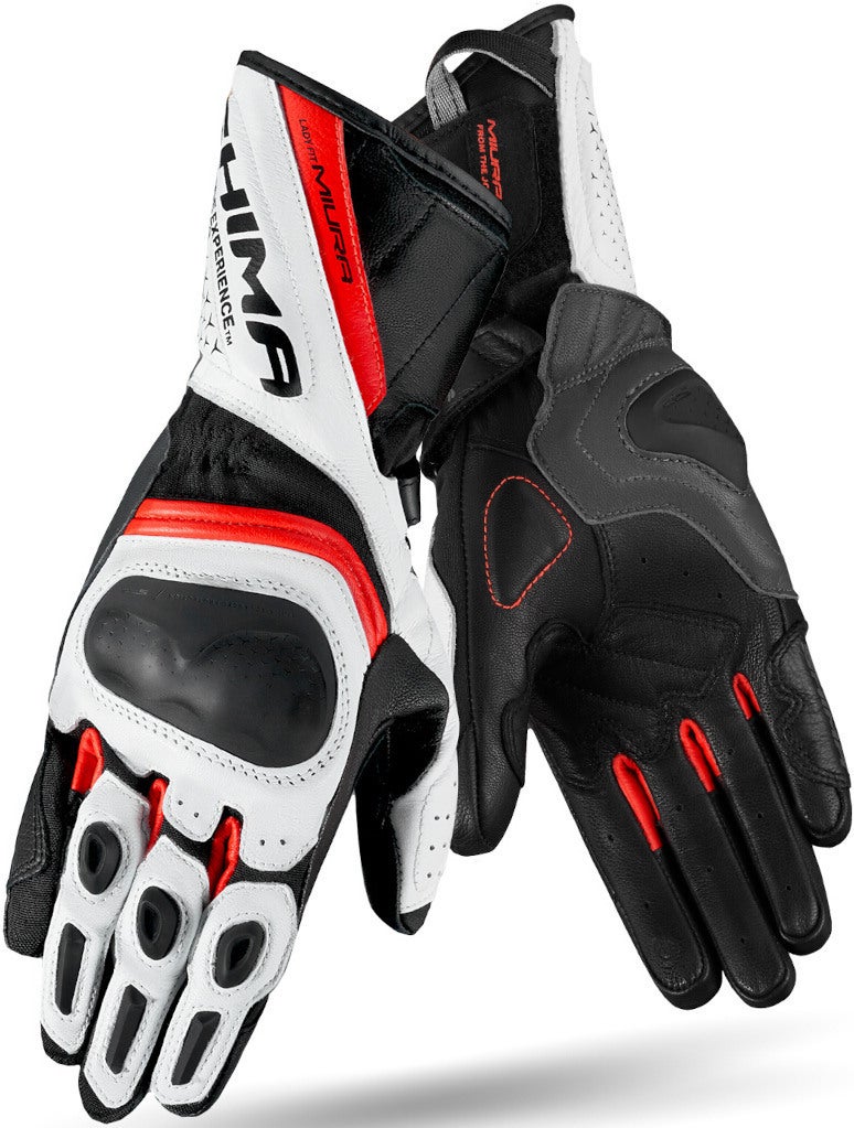 SHIMA Miura perforerede dame motorcykelhandsker sort/hvid/rød S Figur 3
