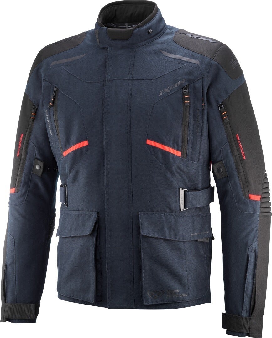 Ixon Midgard Waterproof Motorcycle Textile Jacket navy blue/red XL Figure 1