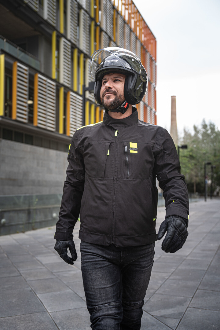 LS2 Titanium waterproof Motorcycle Textile Jacket black/neon M Figure 5