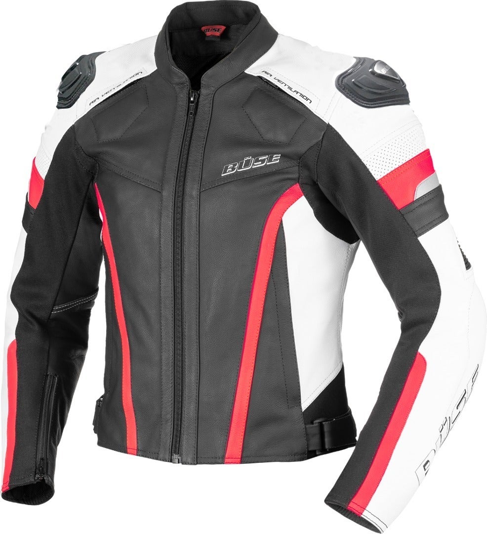 Büse Monza Ladies Motorcycle Leather Jacket black/white/red 40 Figure 1