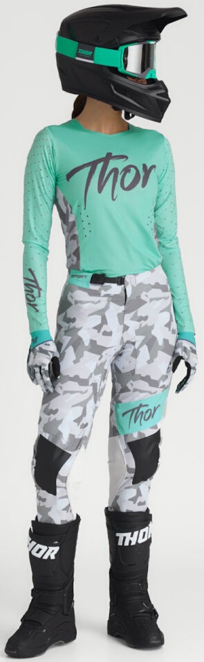 Thor Sportmode Shadow Dame Motocross bukser lysegrå/grøn 1/2 Figur 5