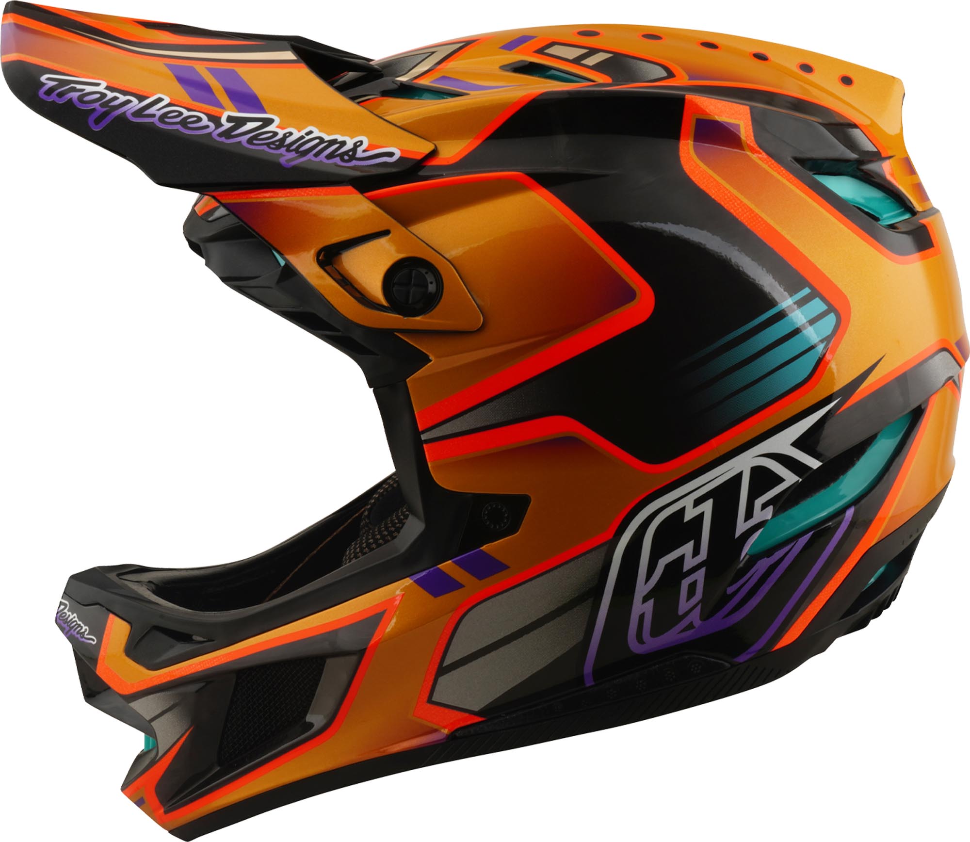 Side view of Troy Lee Designs D4 Carbon MIPS Crest Downhill Helmet