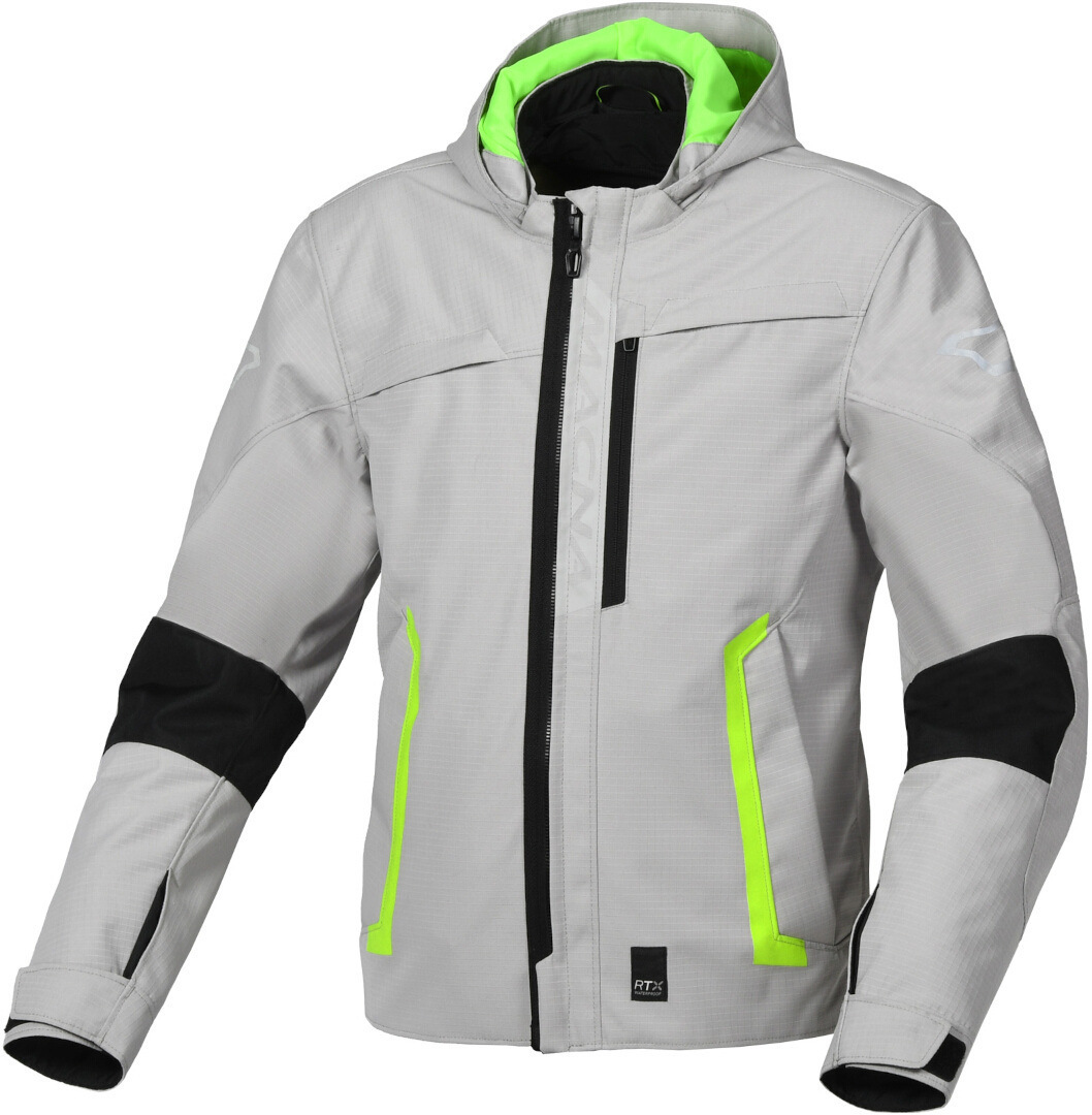Macna Riggor waterdichte motorfiets textiel jas grijs/zwart/geel XL Figuur 1