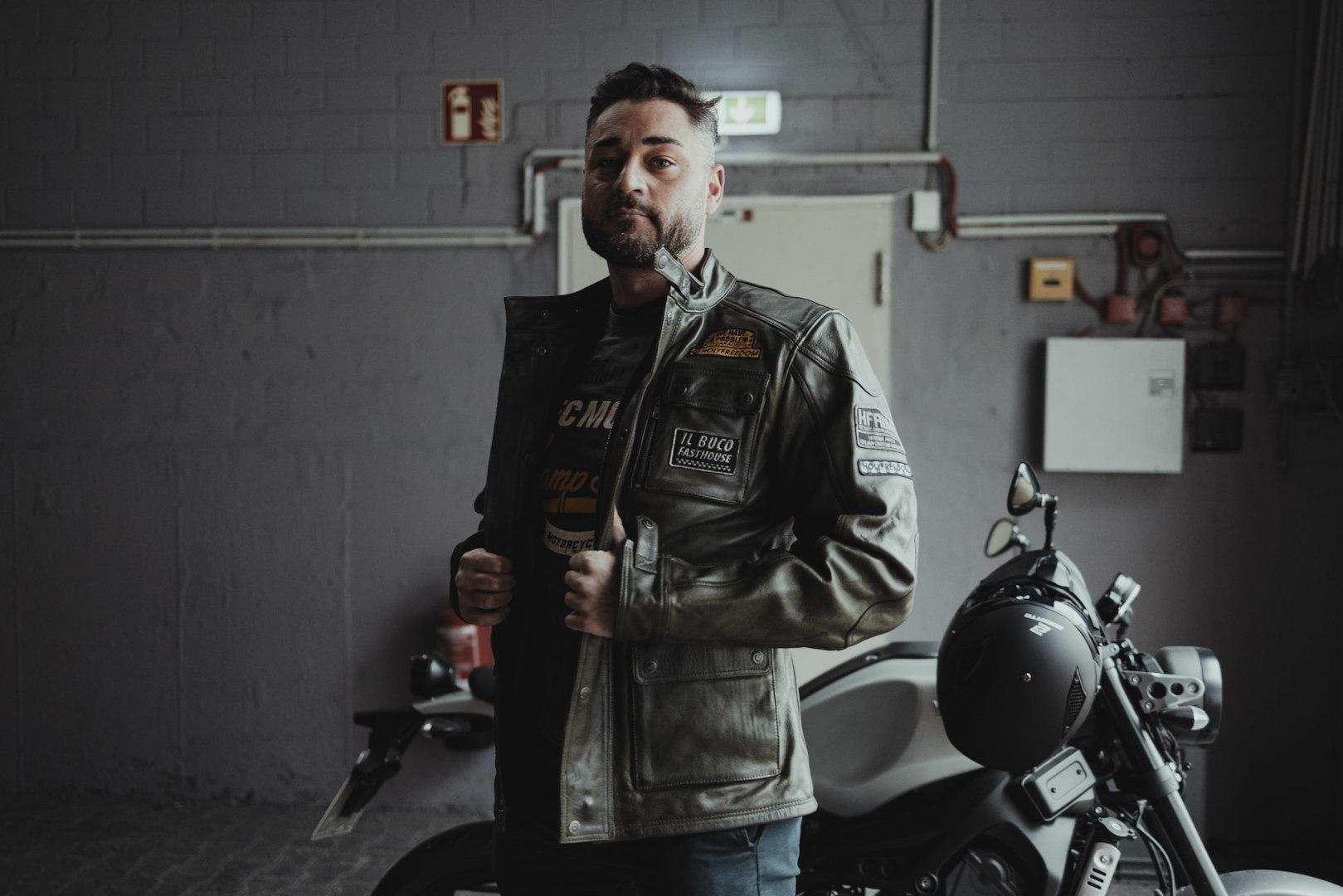 HolyFreedom Quattro Evolution Motorcycle Leather Jacket dark green XL Figure 5