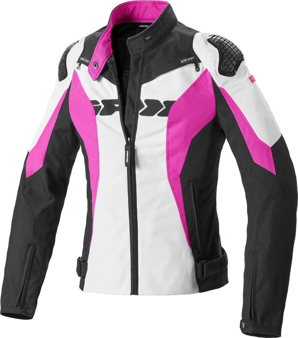 Spidi Sport Warrior Tex Women Motorcycle Textile Jacket black/white/pink M Figure 1