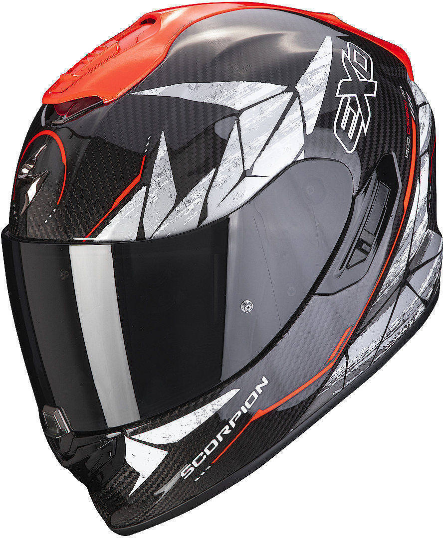 Scorpion EXO-1400 Evo Air Aranea Carbon hjelm sort/rød S (55/56) Figur 1