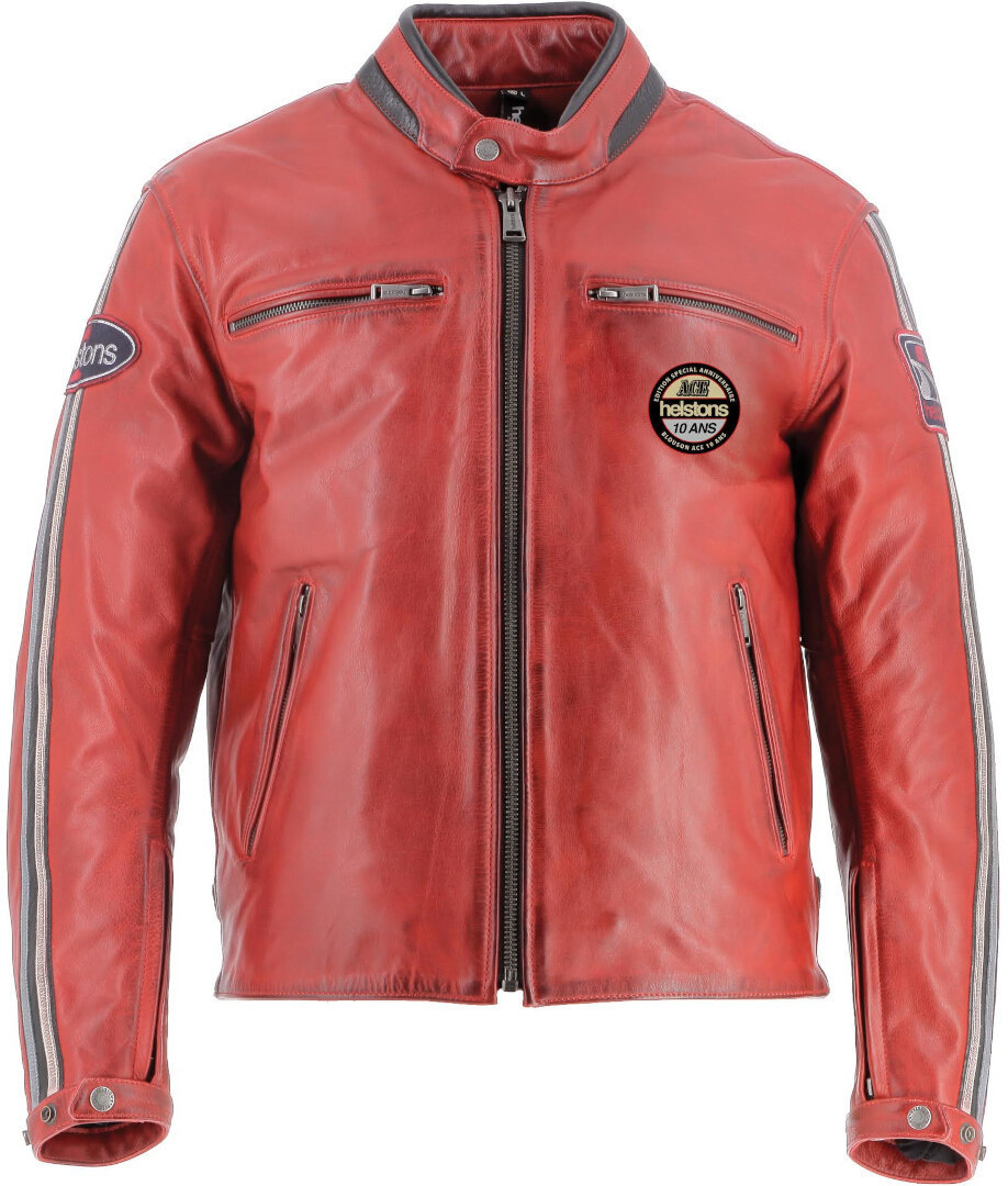 Helstons Ace 10Ans Motorrad Lederjacke rot M Abbildung 1