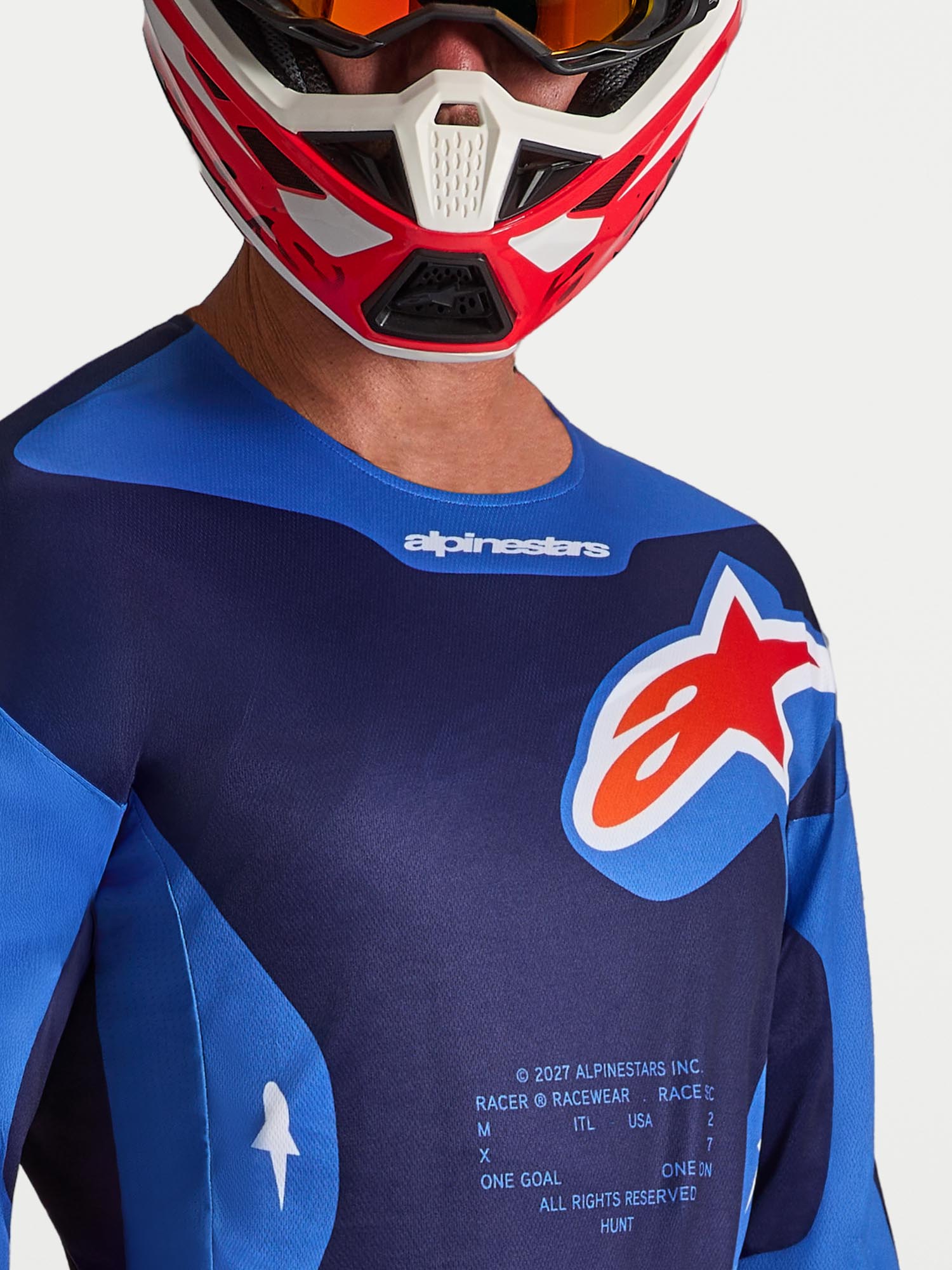 Alpinestars Racer Hunt Motocrosstrøje blå/rød L Figur 5