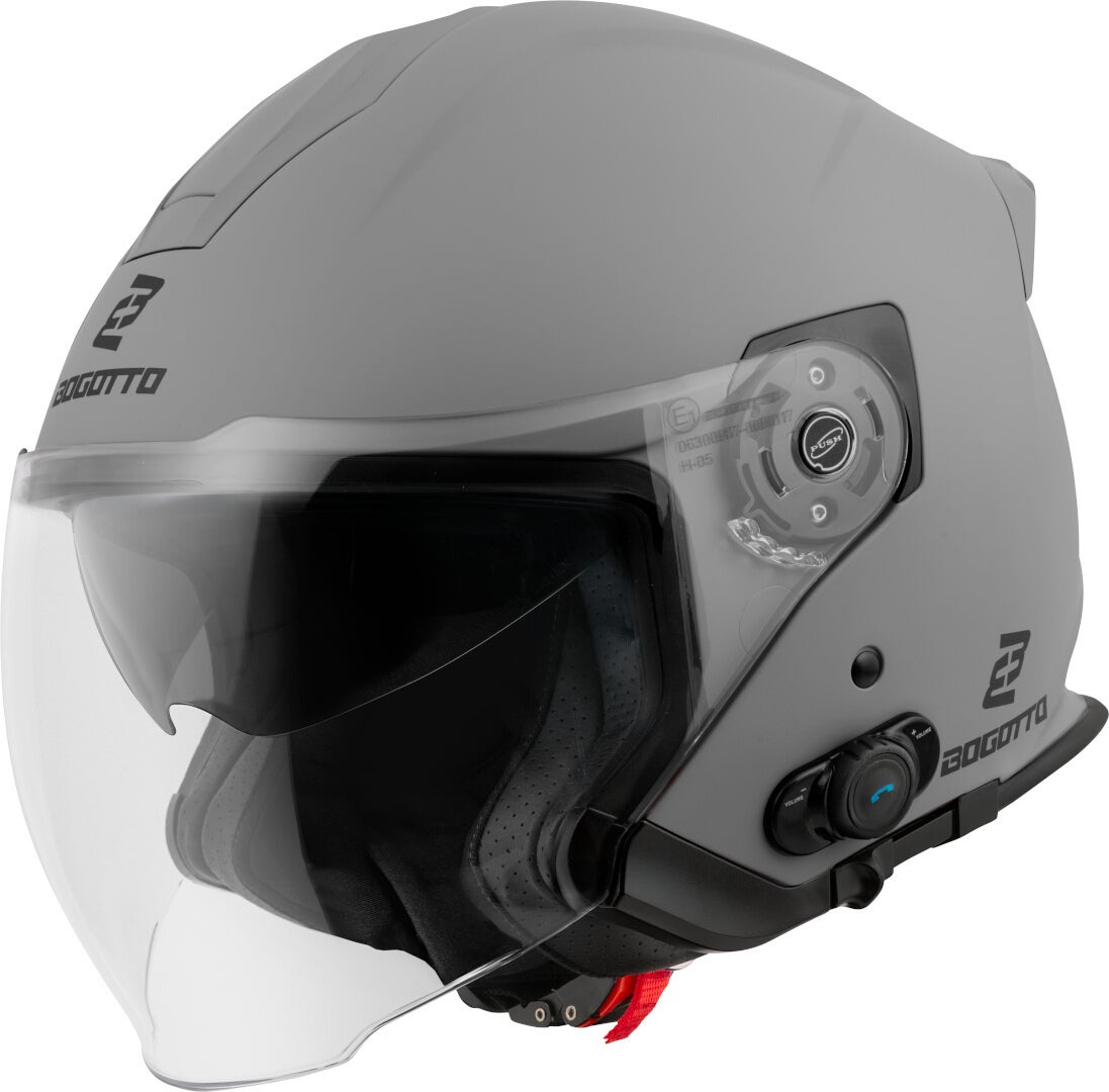 Bogotto H586 BT Solid Bluetooth Trysková přilba Světle šedá mat XS (53/54) Obrázek 1
