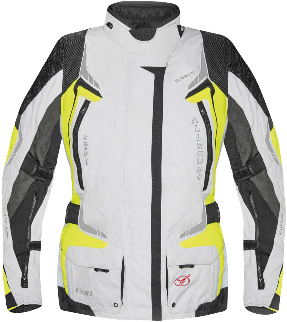 Germot Allround vattentät Damer Motorcykel Textil Jacka svart/grå/fluo-gul 36 Figur 1
