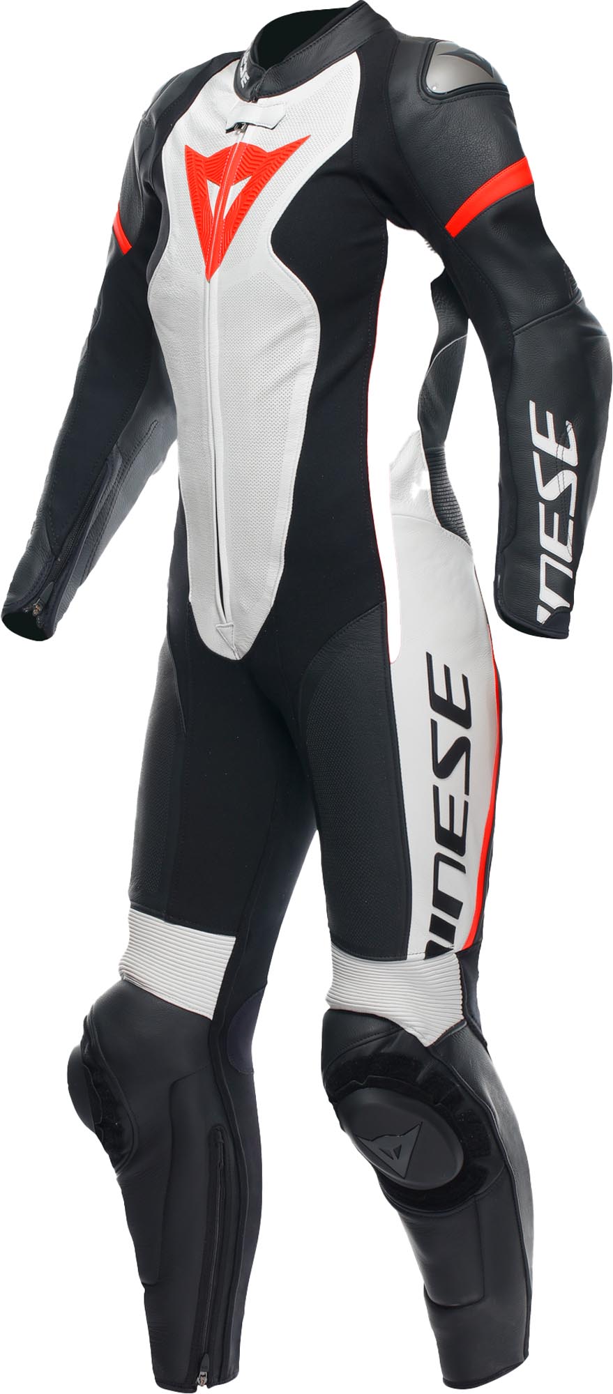 Dainese Grobnik 2.0 Costum de piele pentru doamne cu perforații într-o singură piesă pentru motociclete Negru/Alb/Roșu 38 Figura 1