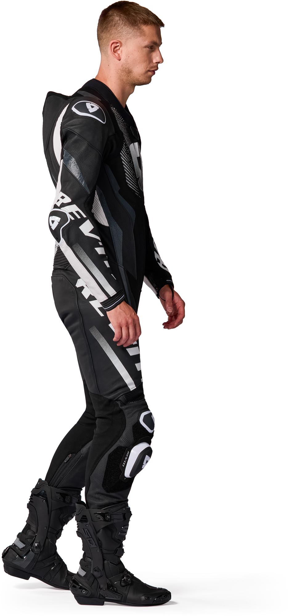 Side view of Revit Hyperspeed 3 perforated One Piece Motorcycle Leather Suit